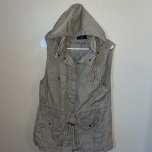 Active USA Women's dark khaki Tan Hooded Vest size L